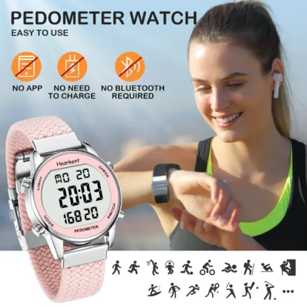Pedometer Sport Watches Step Counter Watch Women Digital Watches Calories Mile Stopwatch Countdown for Walking Tracker