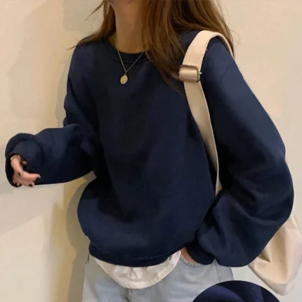 Women Stylish Simple Solid Color Casual Hoodie,Long Sleeve Tops