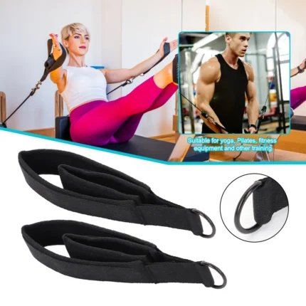 2Pcs Yoga Strap Elastic Double Ring Pilates Double Loop Straps with Adjustable Buckle Pilates Stretch Strap for Home Gym Workout
