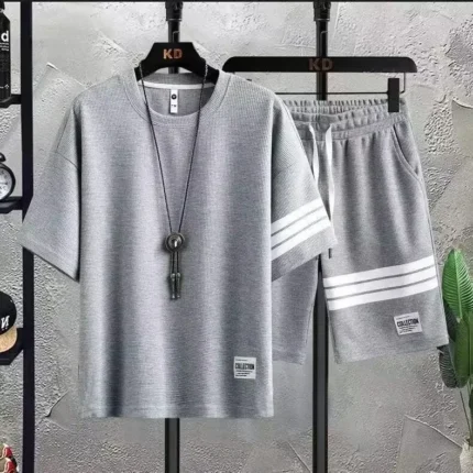 Fashionable Casual Men's Sport Suit Short Sleeves Summer Style Trendy Brand Matching Complete Set Stylish Male Wear
